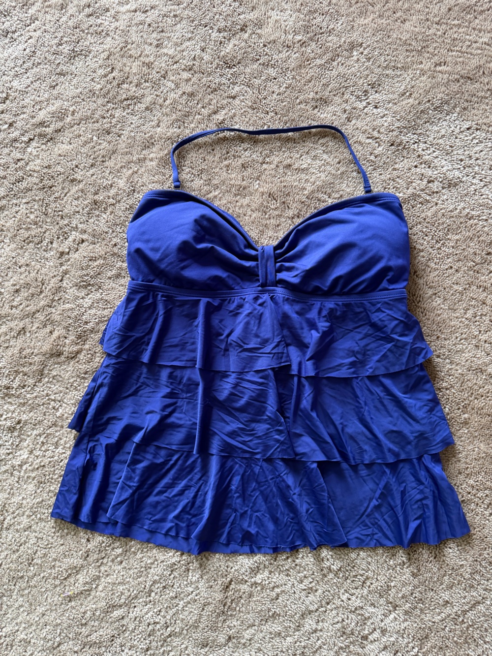 Kenneth Cole Reaction Large Royal Blue Ruffled Swim Tankini Top